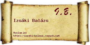 Izsáki Balázs névjegykártya